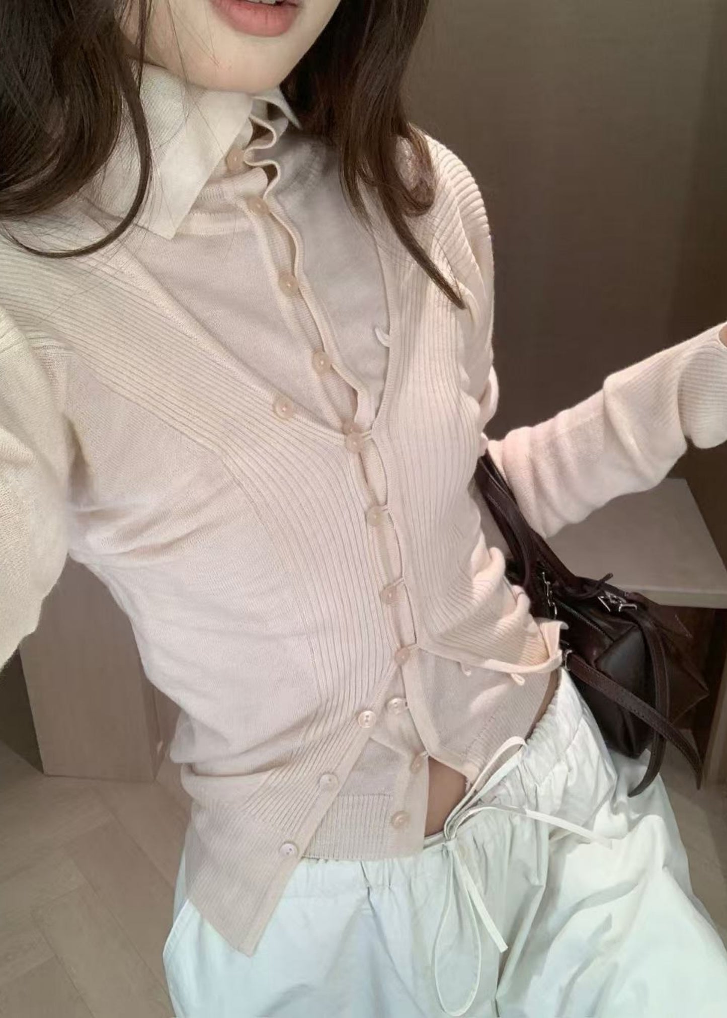 Layered Fitted Knit Cardigan