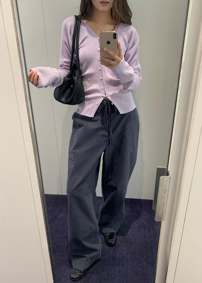 Washed Cotton Wide Pants