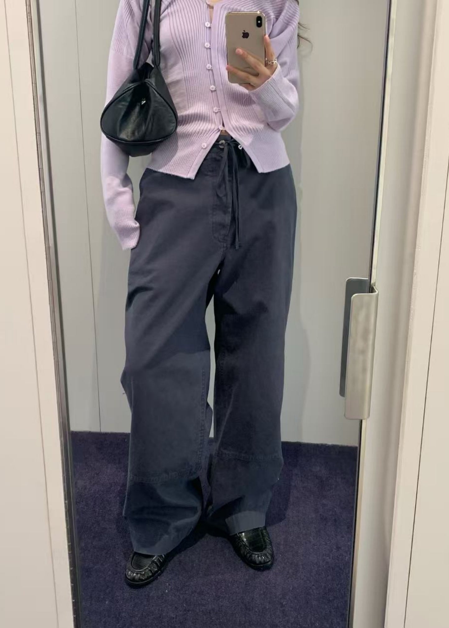 Washed Cotton Wide Pants