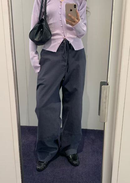 Washed Cotton Wide Pants