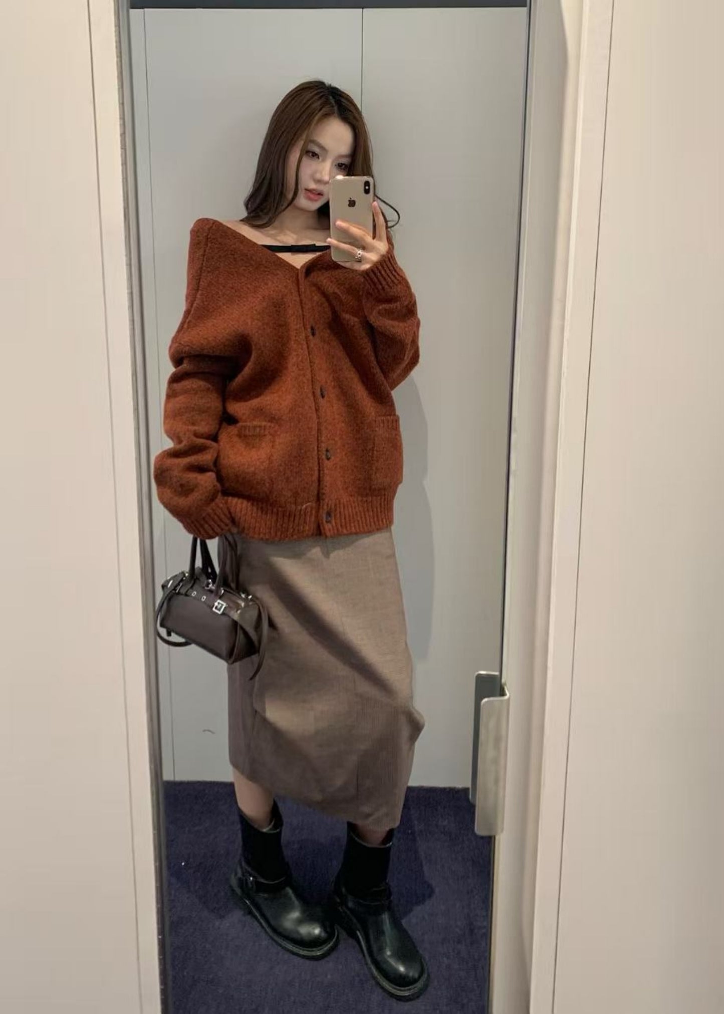 Check Front Tucked Skirt