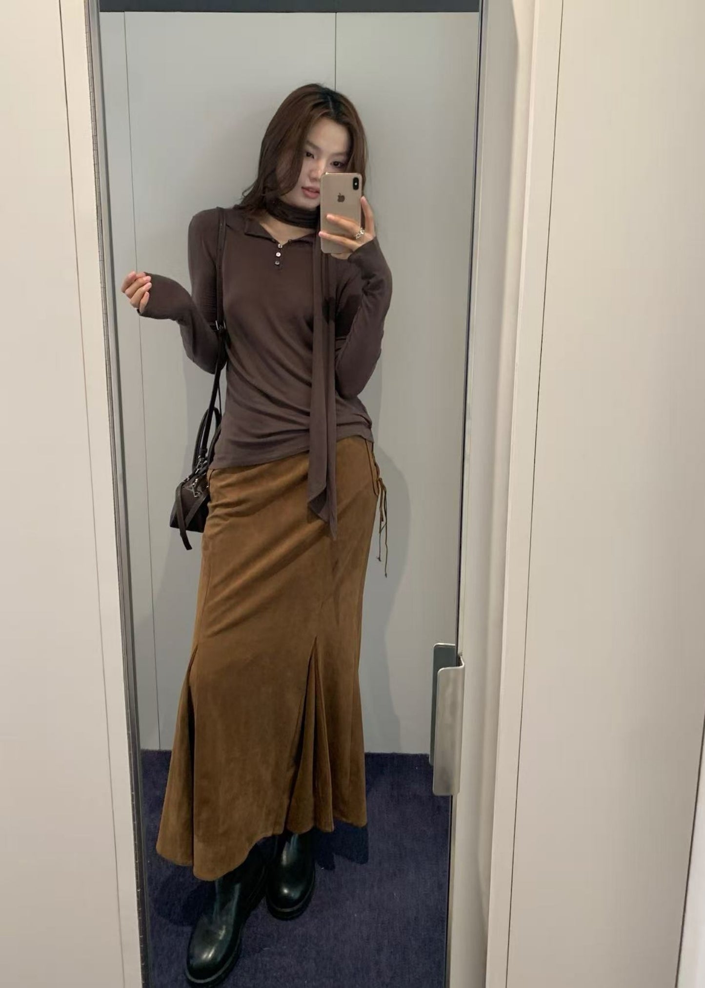 Suede Semi-mermaid Skirt