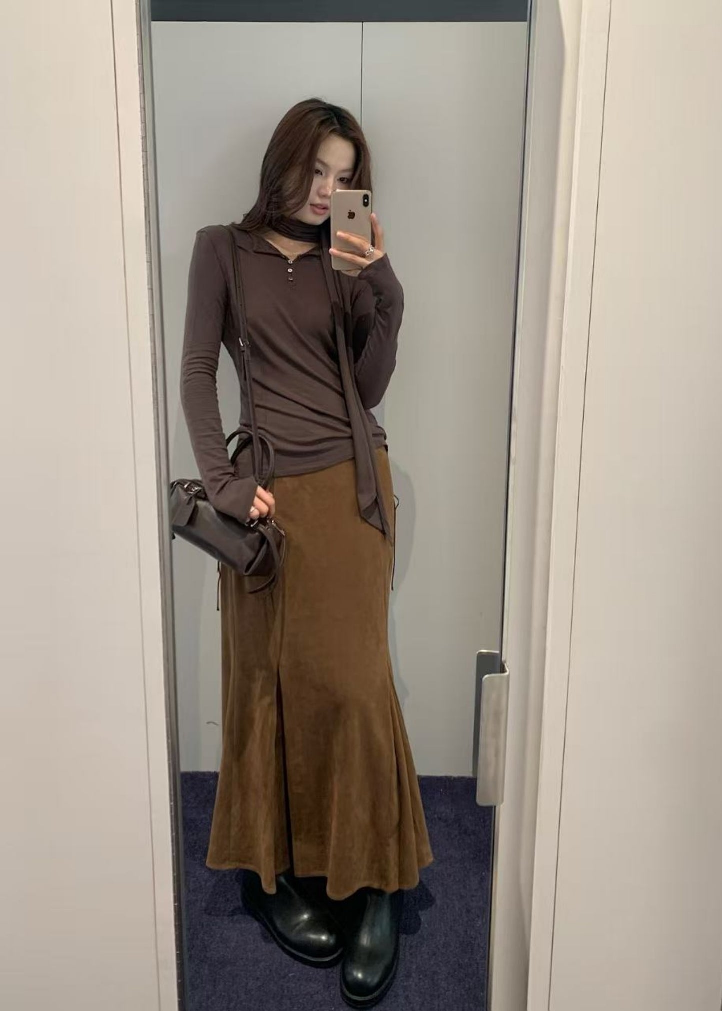 Suede Semi-mermaid Skirt