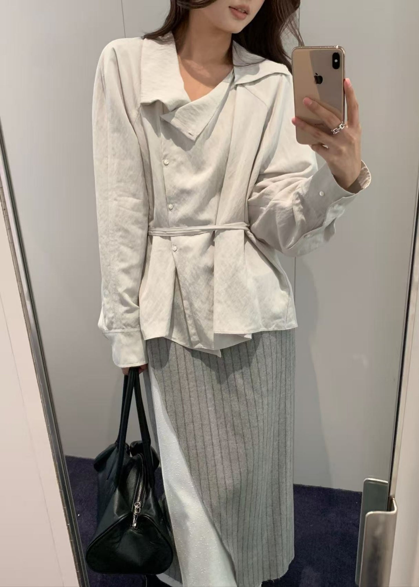 Asymmetry Draped Blouse