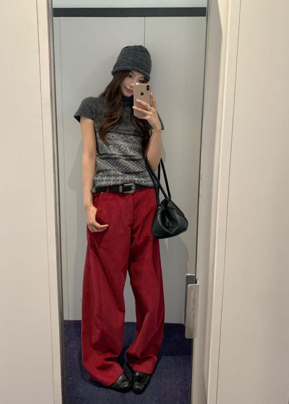 Curved Seam Corduroy Pants