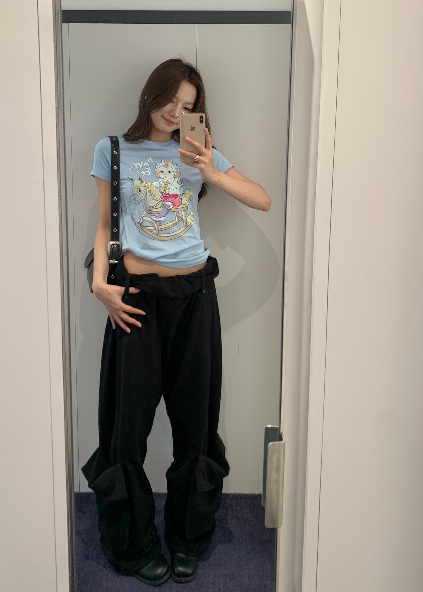 Rolled Waist Sweat Cargo Pants