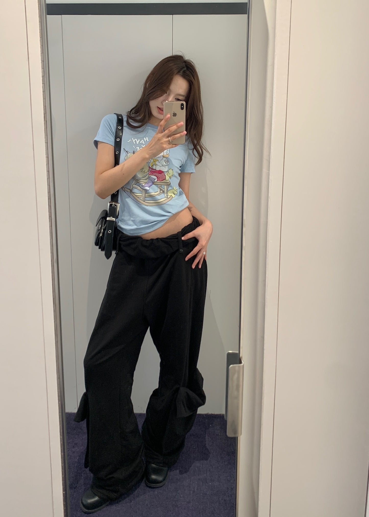 Rolled Waist Sweat Cargo Pants