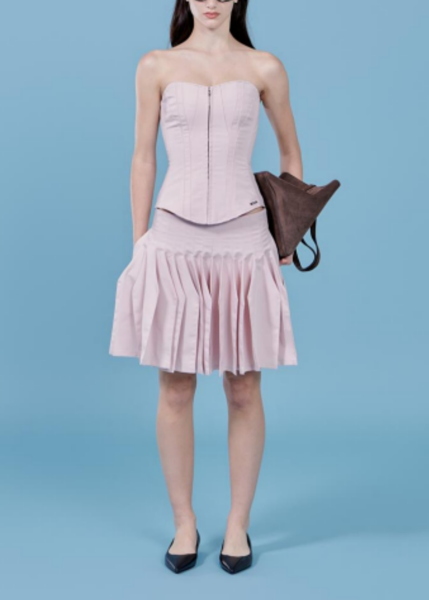 Corset Line Zipper Top