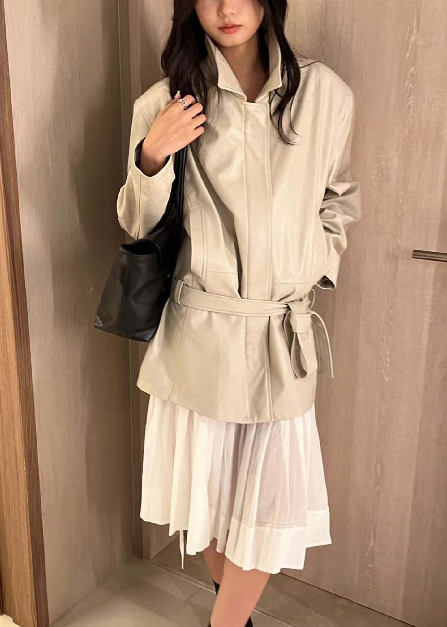 Low Waist Artificial Leather Jacket