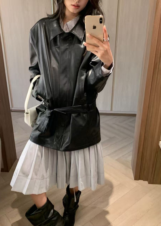 Low Waist Artificial Leather Jacket