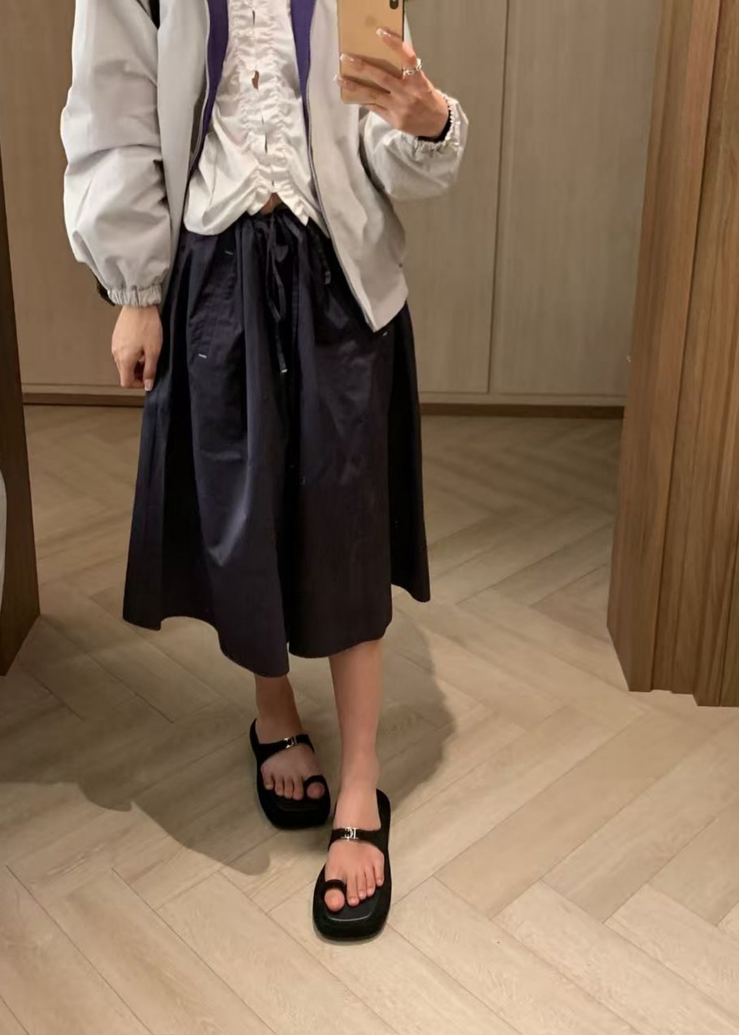 Drawstring Midi Skirt