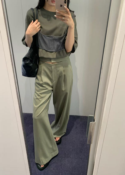 Cut-off Wide Fit Pants