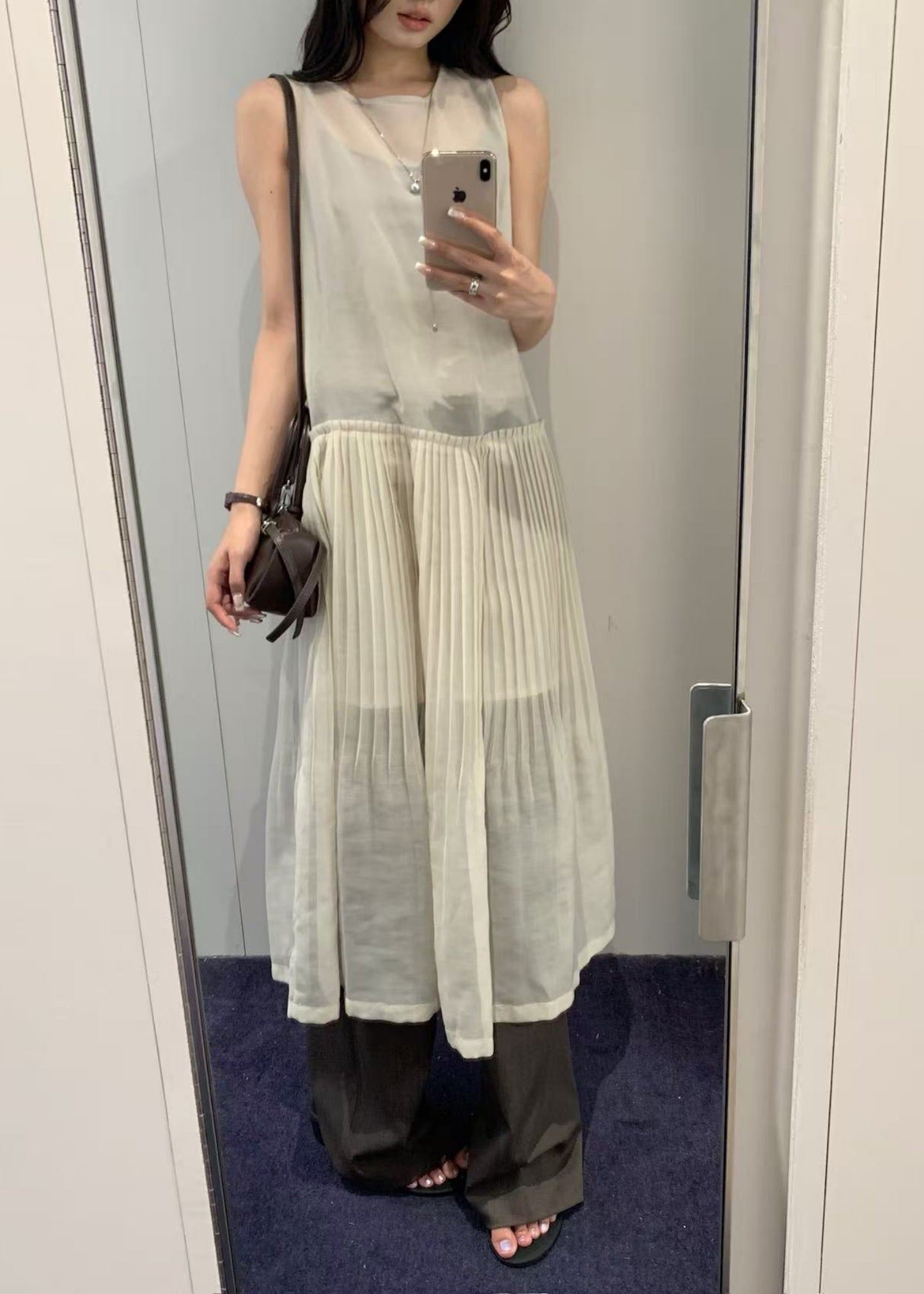 Pleated Sleeveless Dress