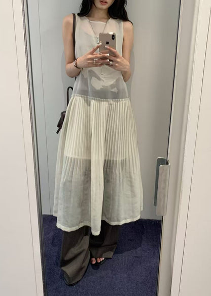 Pleated Sleeveless Dress