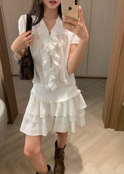Cotton Ruffle Blouse