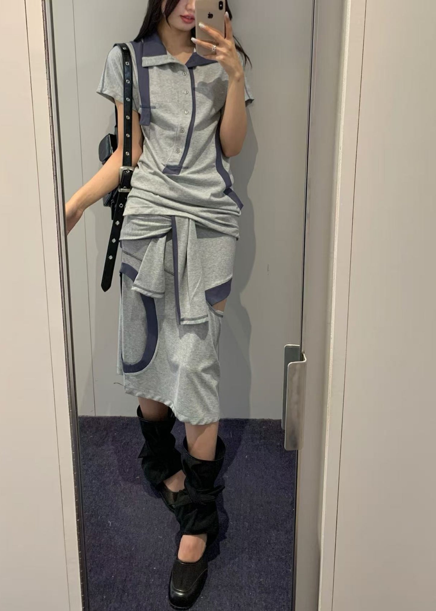 Color Block Panel Cutout Skirt