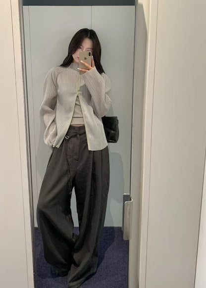 Pleats Zip Up Jumper