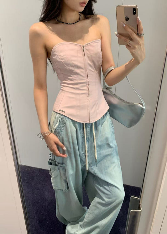 Corset Line Zipper Top