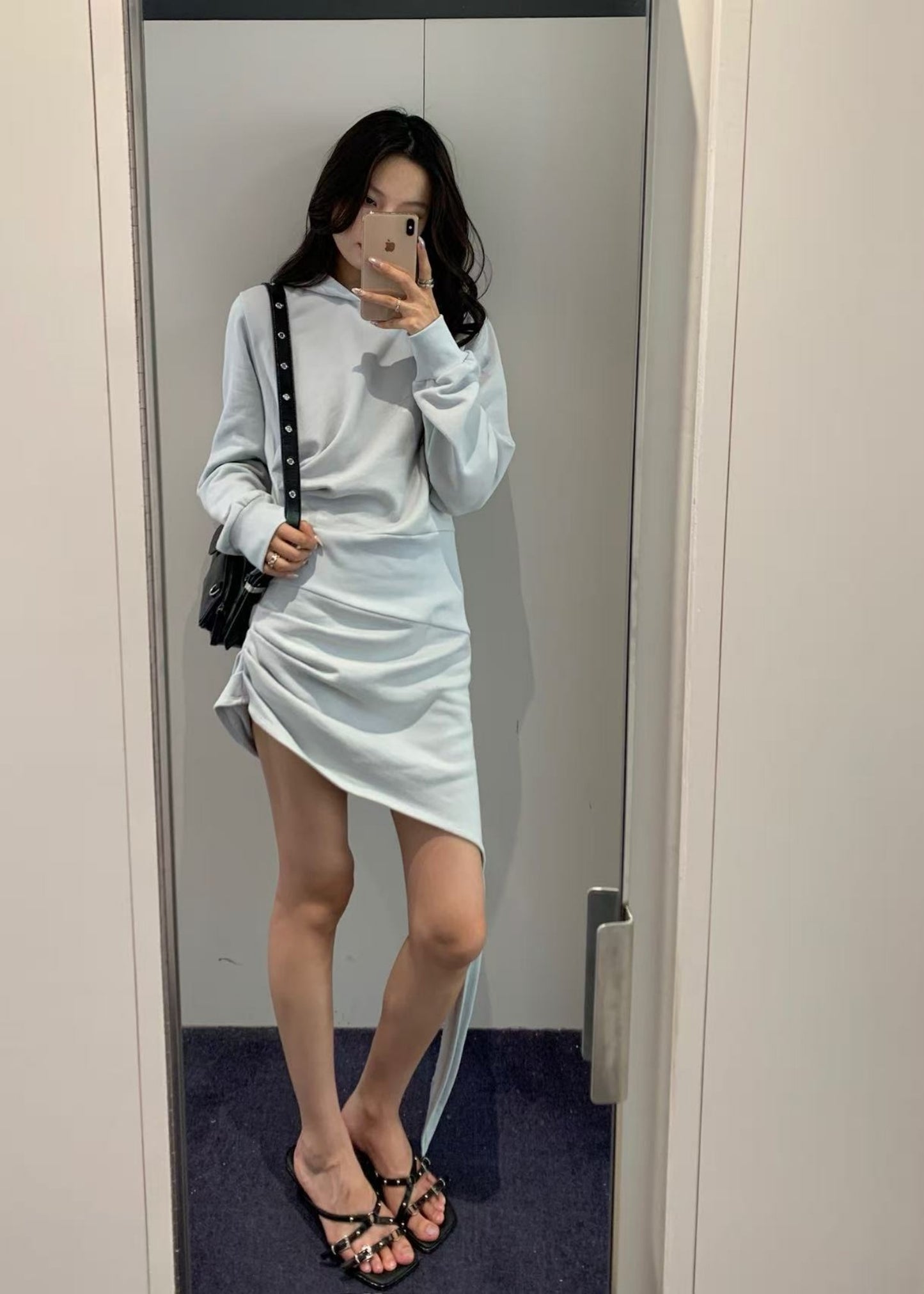 Asym-drape Hoodie Dress
