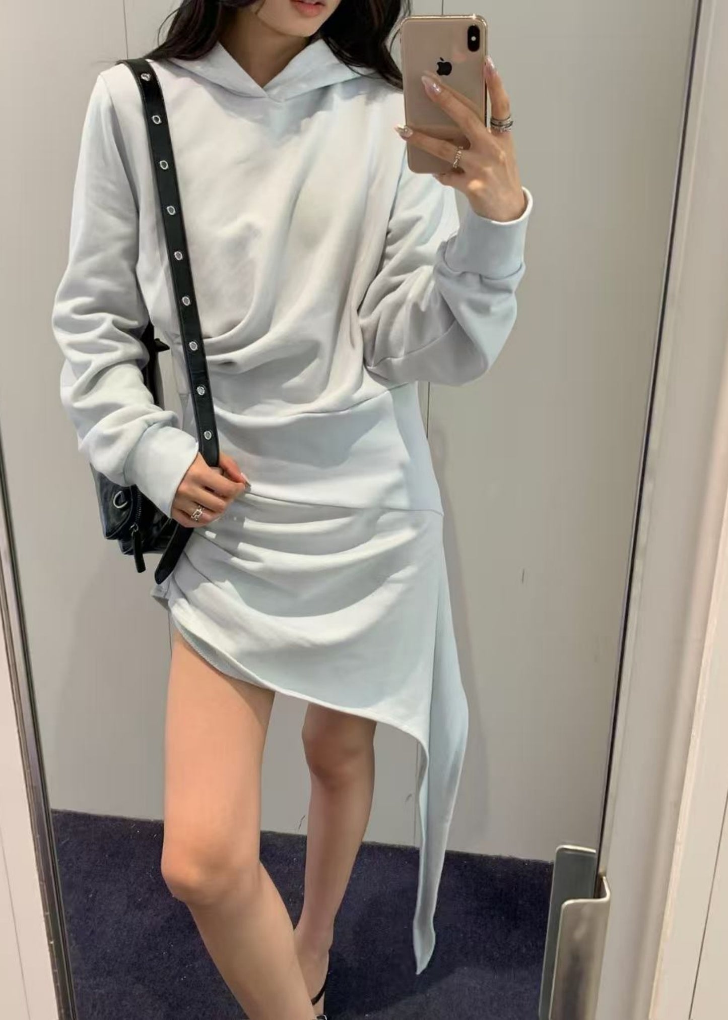 Asym-drape Hoodie Dress