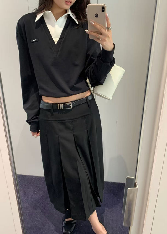 Fake Shirt Collar V-Neck
