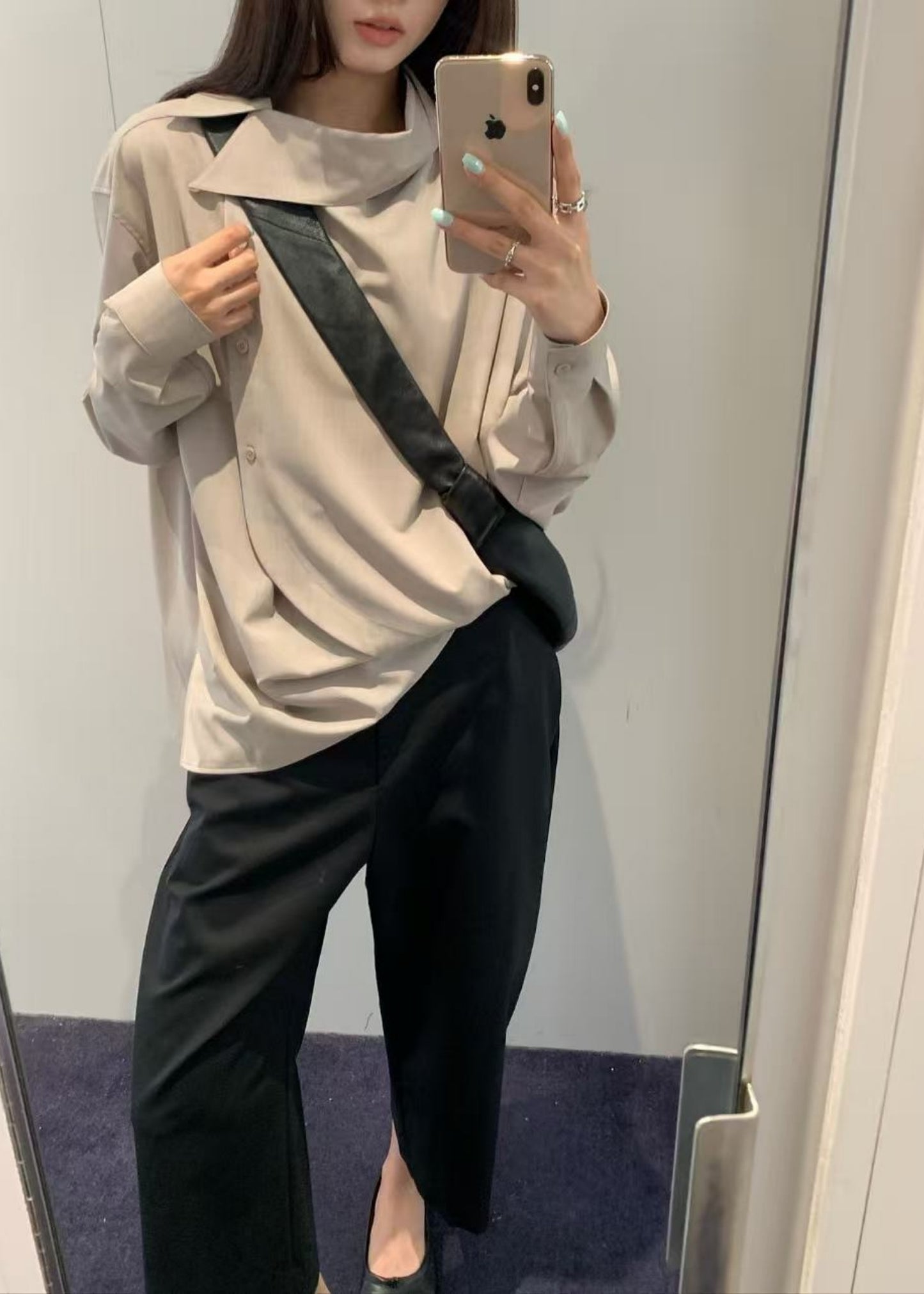 Asymmetrical Collar Detail Shirt