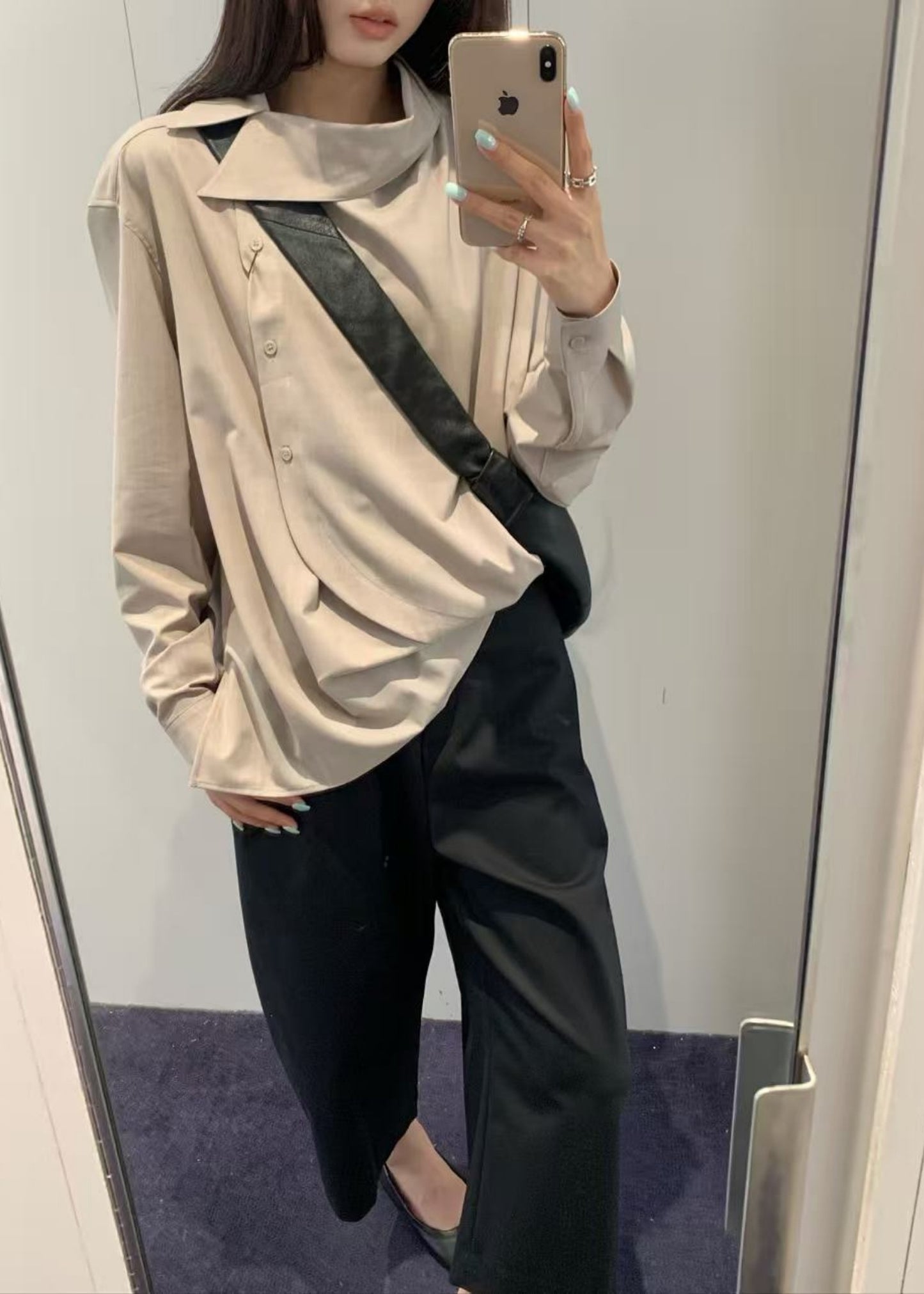 Asymmetrical Collar Detail Shirt