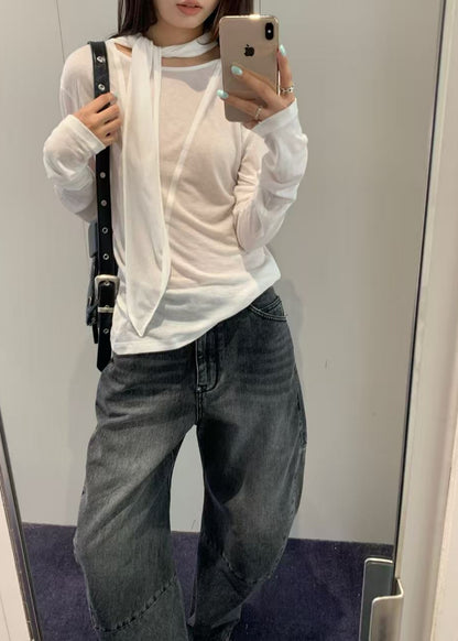 Scarf Neck Knit Top