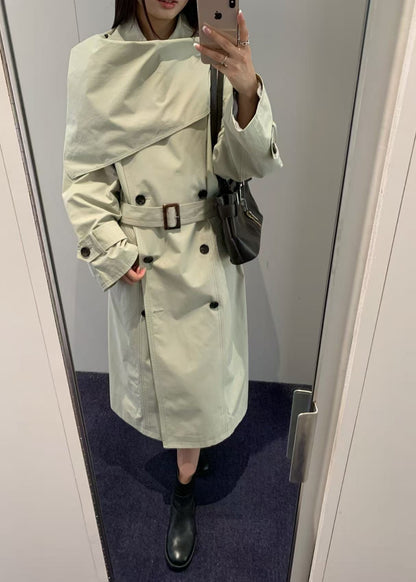 Scarf-layered Trench Coat