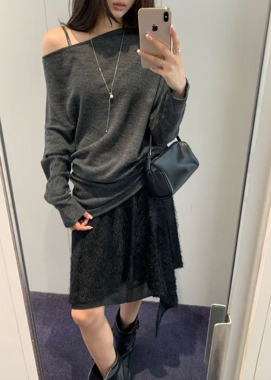 Asymmetry Off-Shoulder Draped Top