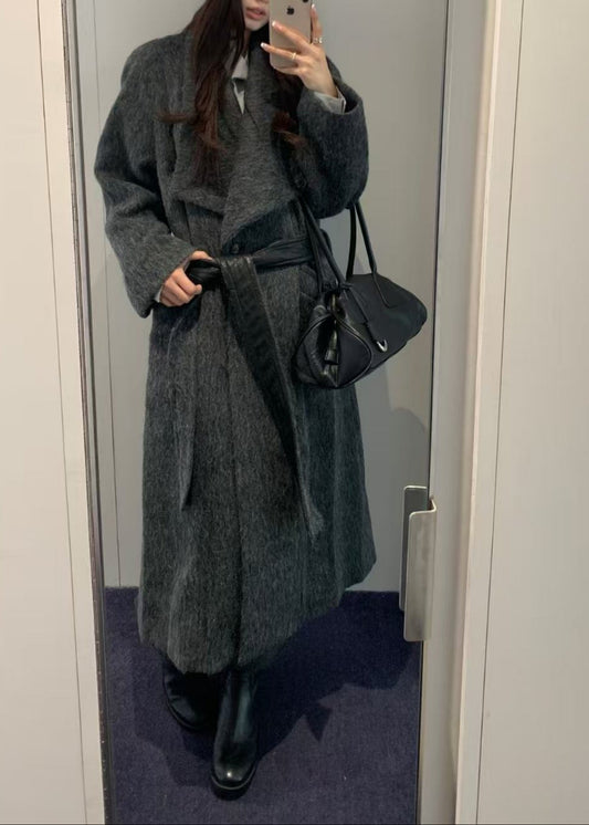 Textured Wool Shawl Collar Coat