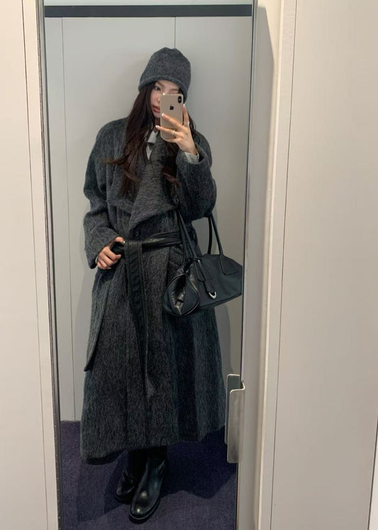 Textured Wool Shawl Collar Coat