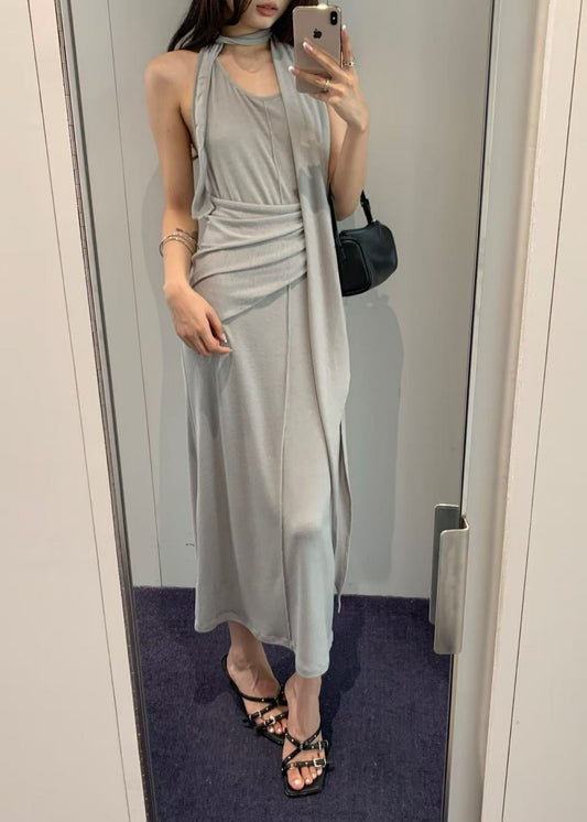 Halter Draped Wrap Dress