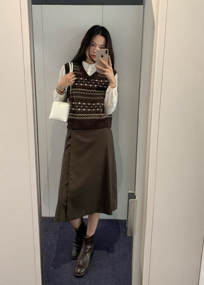 Pleats Midi Wrap Skirt