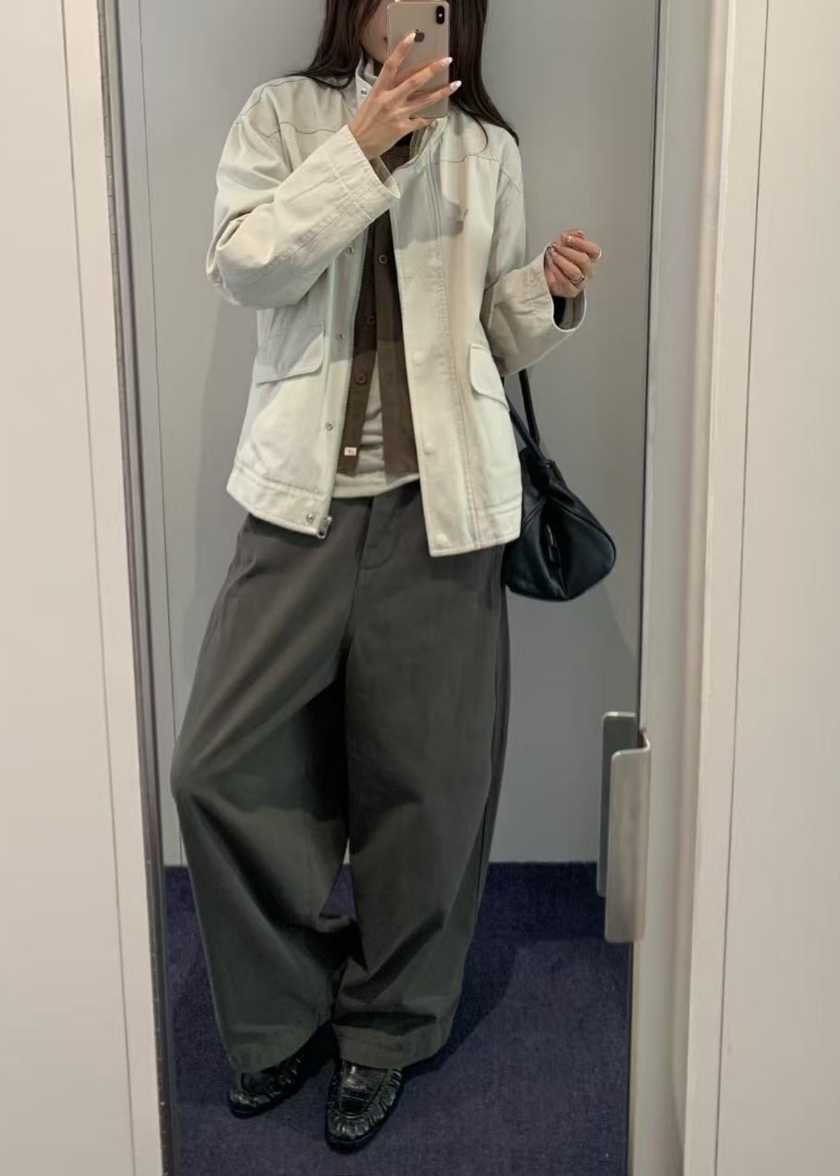 Wide-fit Curved Cotton Pants