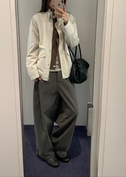 Wide-fit Curved Cotton Pants