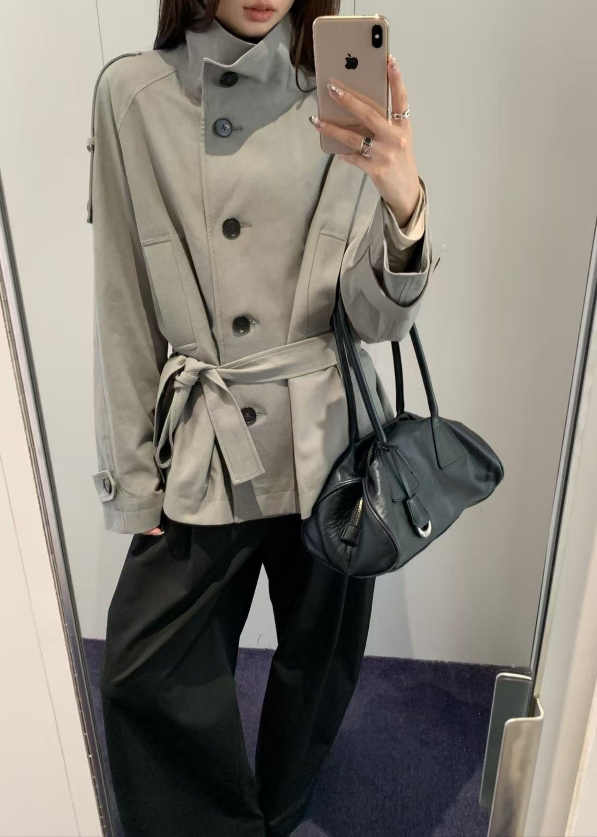 Low-Waisted Washed Cotton Half Jacket