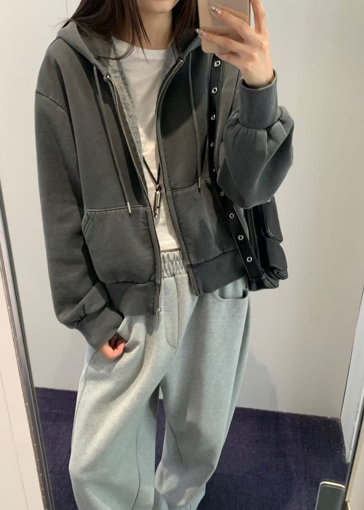 Washed Cotton Zip-Up Hoodie