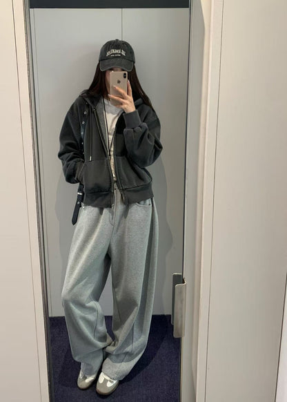 Washed Cotton Zip-Up Hoodie