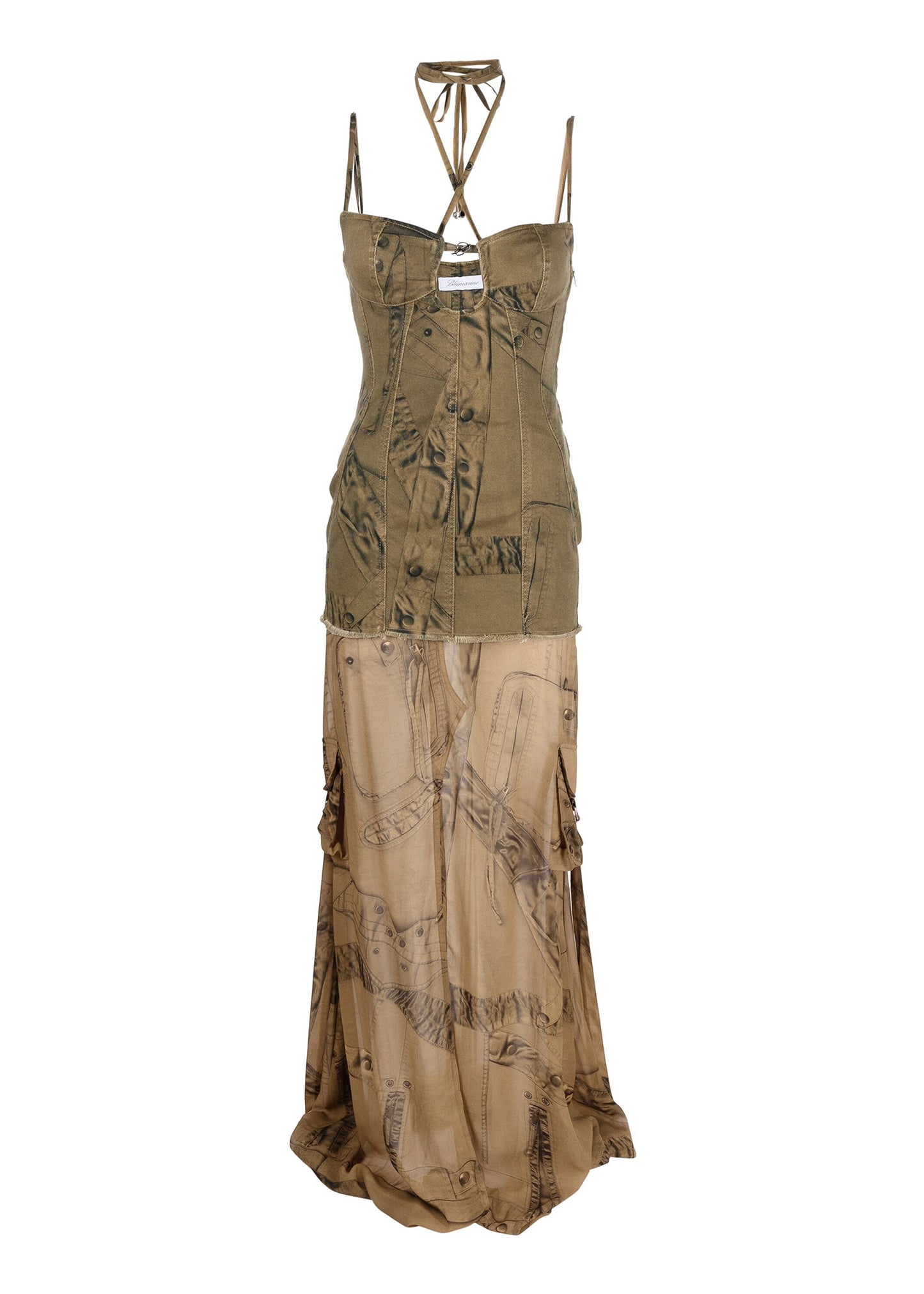 Long Dress With Cargo-patch Print