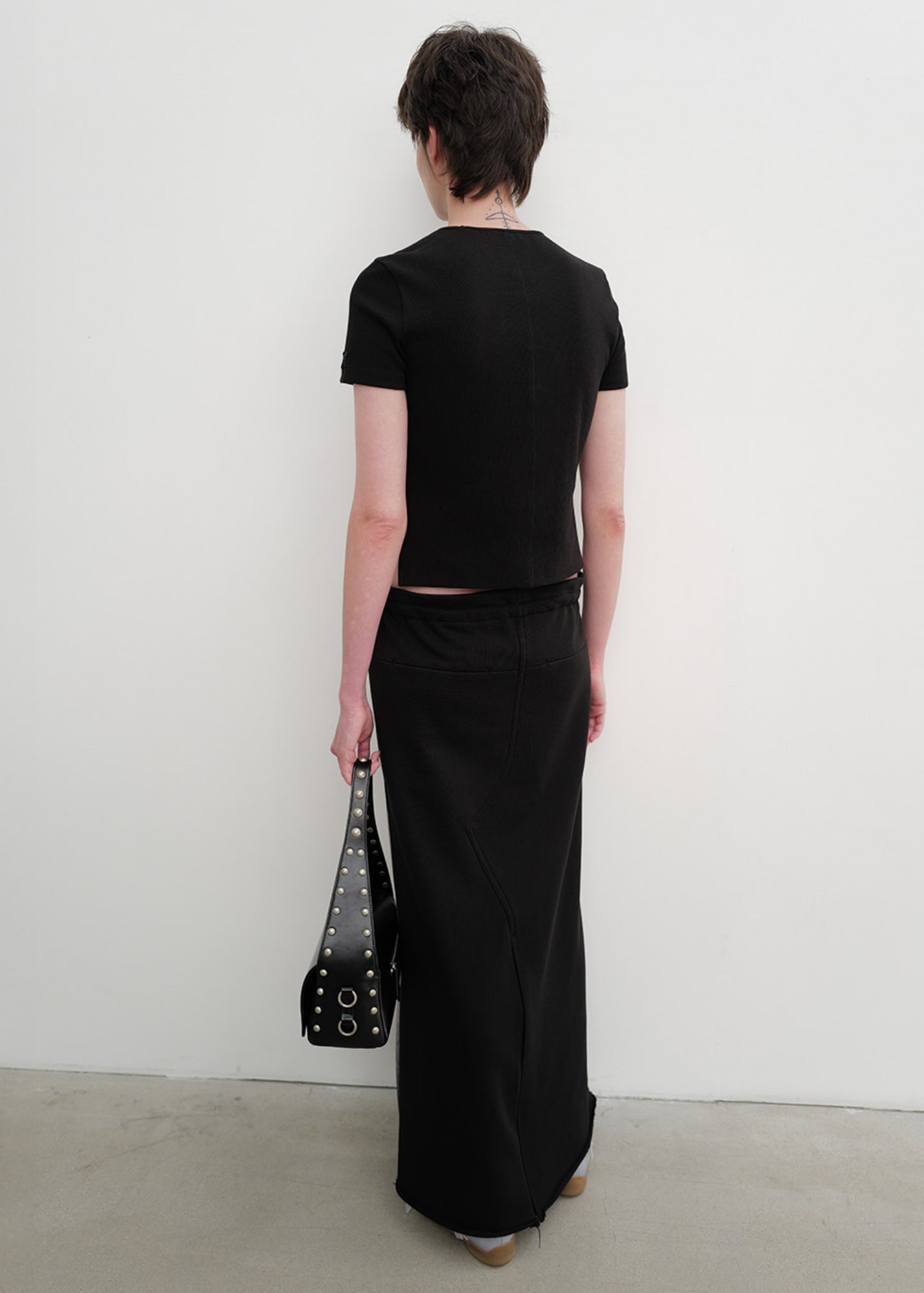 Front Jean Effect Jersey Skirt