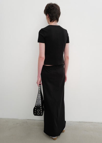 Front Jean Effect Jersey Skirt
