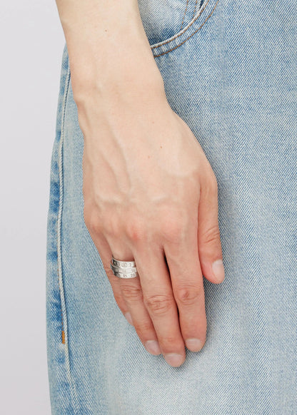 Triple Logo Numeric Signature Ring