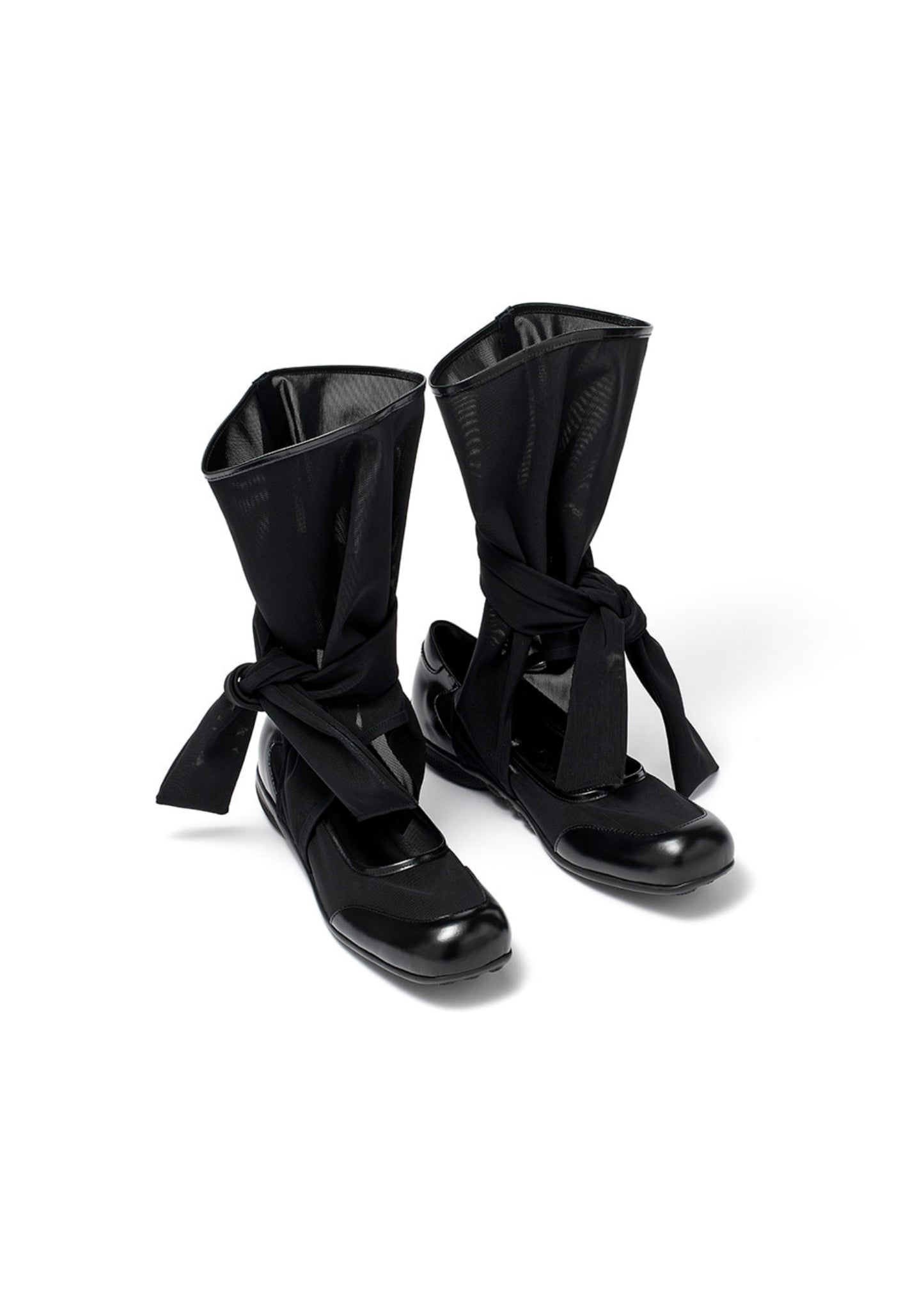 Mesh Ribbon Cut-out Boots