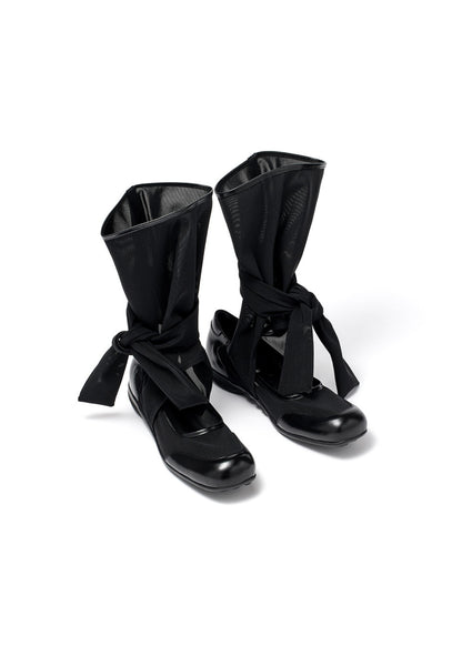 Mesh Ribbon Cut-out Boots
