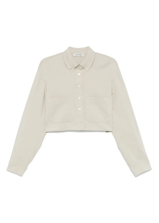 Linen Pocket Crop Shirt