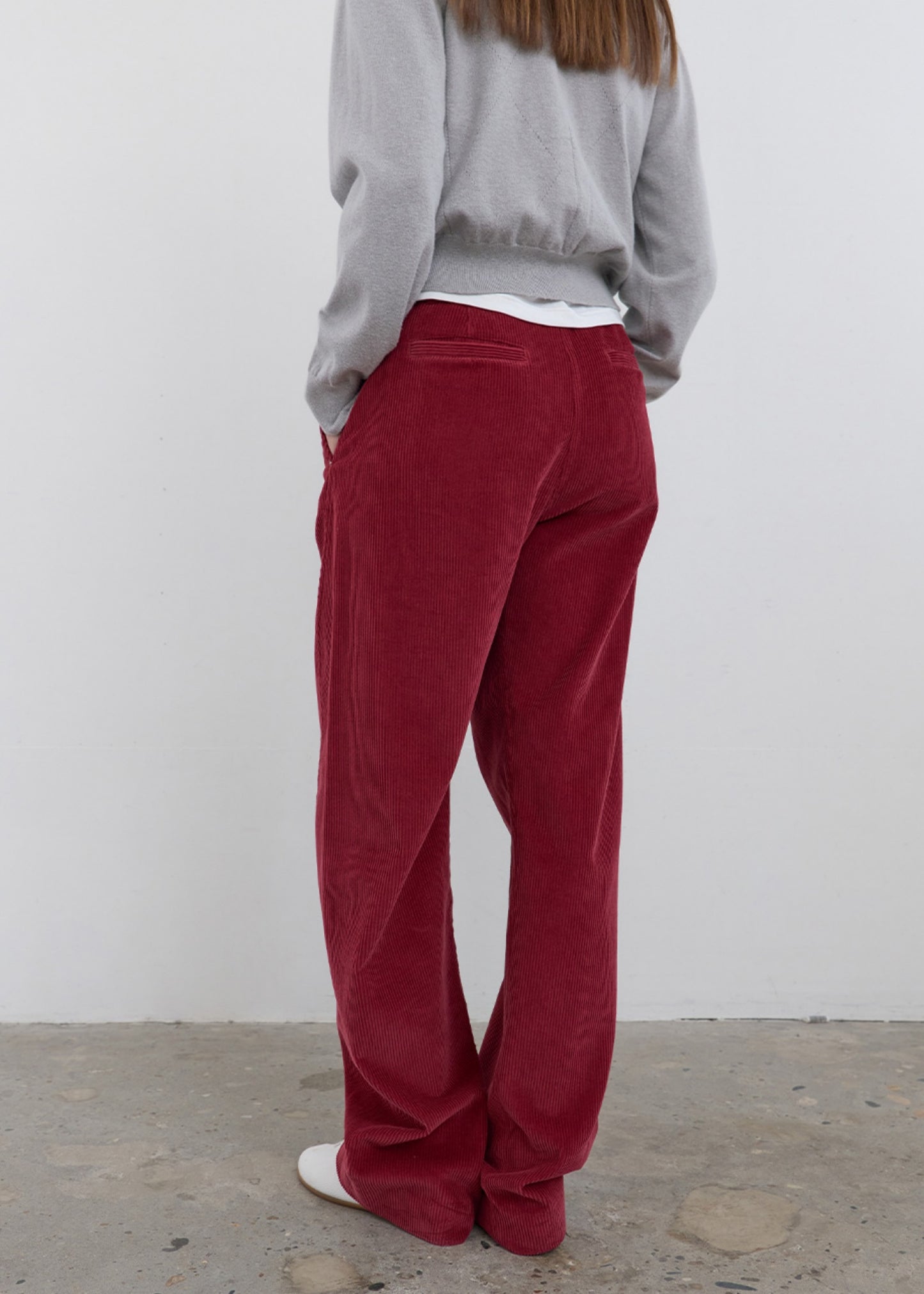 Curved Seam Corduroy Pants