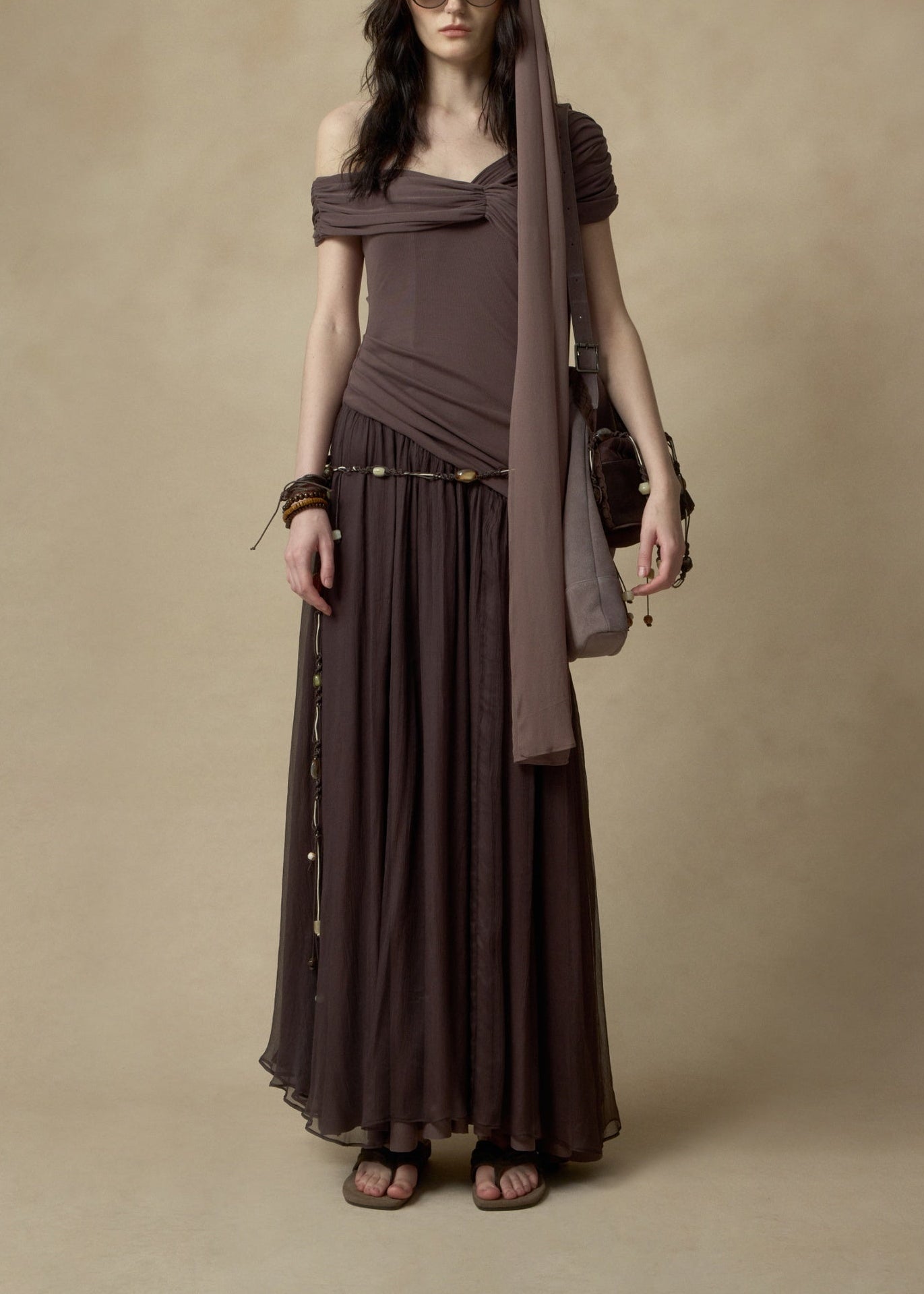 Silk Paneled Long Dress