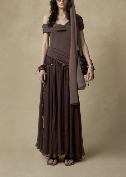 Silk Paneled Long Dress