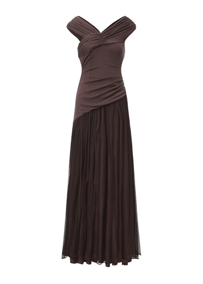 Silk Paneled Long Dress